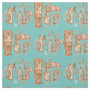 Tela Tiki de los ojos grandes con aves