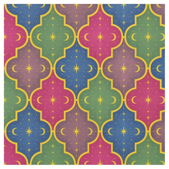 Tela Tile marroquí celeste (pequeña escala) (De cerca)