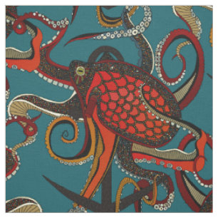 Tela tinta de pulpo azul verdoso