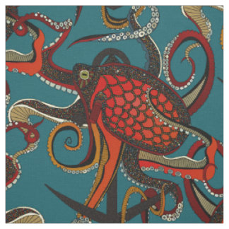 Tela tinta de pulpo azul verdoso