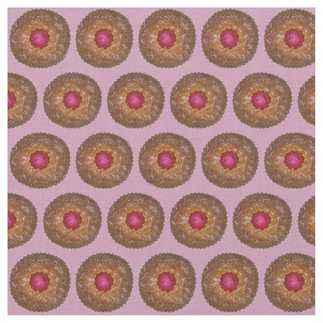 Tela Tiny Tortes Raspberry Linzer Torte Cookies Fabric (De cerca)