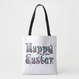 Tela Tipografía feliz decorativa de Pascua | Bolso de t