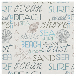 Tela Tipografía y conchas de la playa de Sea and Surf B
