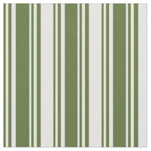 Tela Tiras de color blanco y verde oliva oscuro