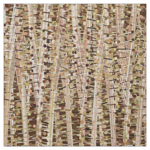 Tela Tiras de satén y puntos abstractos, marrón y bei