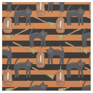 Tela Tiras, gatos, tejidos de calabazas de Halloween