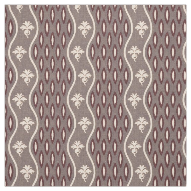 Tela Tiras onduladas, grises y borgoñas de mediados del (Retal)