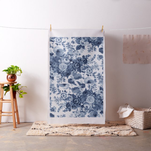 Tela Toallas Florales Vintales Indigo Azul Posada (In Situ)