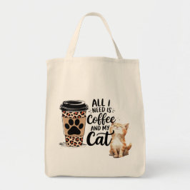 Tela Todo lo que necesito es café y mi bolso de gato, g