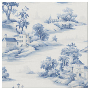 Tela Toile azul y marfil