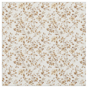 Tela Toile beige dorado con Rosas y flores