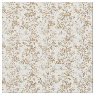 Tela Toile beige dorado con Rosas y follaje