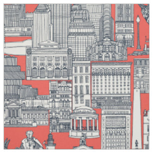 Tela Toile de Boston añil rojo