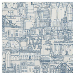 Tela Toile de Filadelfia cobalto fuerte blanco