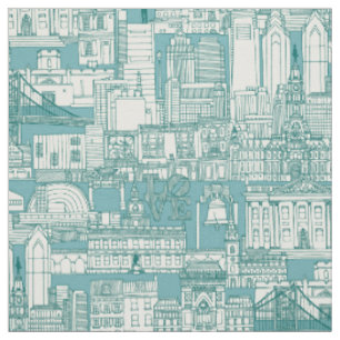 Tela Toile de Filadelfia viridian turquesa