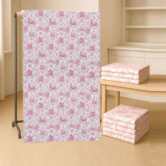 Tela Toile De Jouy pastoril rosa francés con escena de 