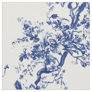 Tela Toile de Rama Floral Azul Real