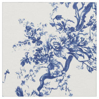 Tela Toile de Rama Floral Azul Real