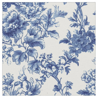 Tela Toile Floral Botánico Azul Clásico