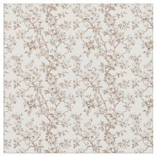 Tela Toile marrón con flores y ramas