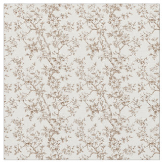 Tela Toile marrón con flores y ramas