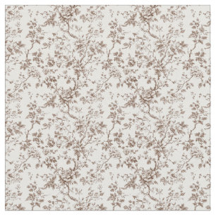 Tela Toile marrón con Rosas y vides de asfalto