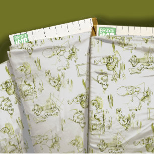 Tela Toile Olive Green Kitty Cat Bathroom