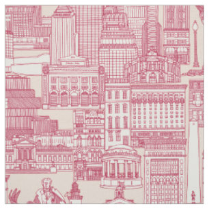 Tela Toile viva magenta melocotón polvo de Boston