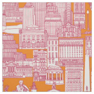 Tela Toile viva magenta satsuma naranja de Boston