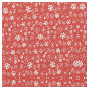 Tela Tormenta de copos de nieve con fondo rojo amapola