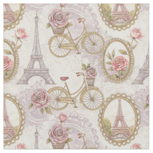 Tela Torre Eiffel Romántica de París y Diseño Floral de