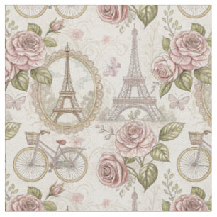 Tela Torre Eiffel Romántica Francesa y Diseño Floral de