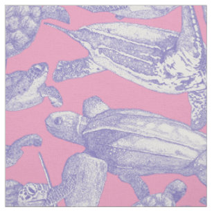 Tela tortugas de mar lavender magenta pastel