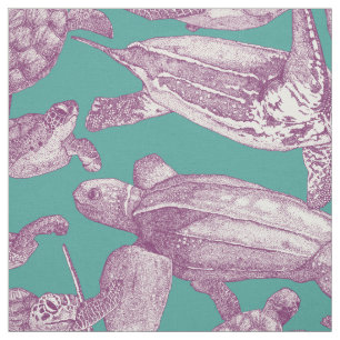 Tela tortugas de mar turquesa violeta