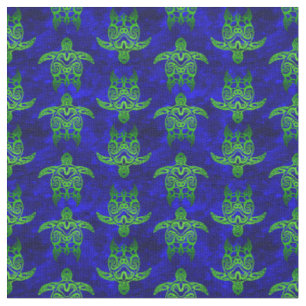 Tela Tortugas del Mar Verde Tribal Azul del Océano