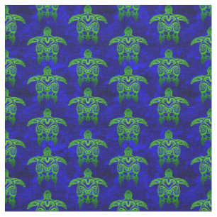 Tela Tortugas del Mar Verde Tribal Azul del Océano