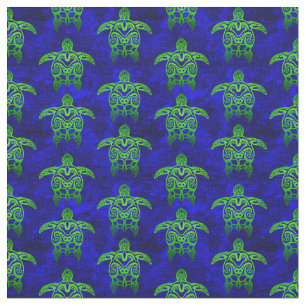 Tela Tortugas del Mar Verde Tribal Azul del Océano