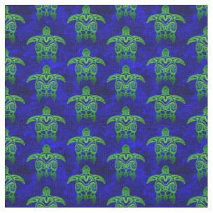 Tela Tortugas del Mar Verde Tribal Azul del Océano