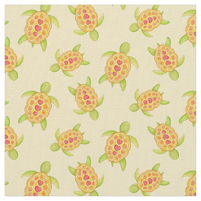 Tela Tortugas en la arena acuarela patrón de arte (De cerca)