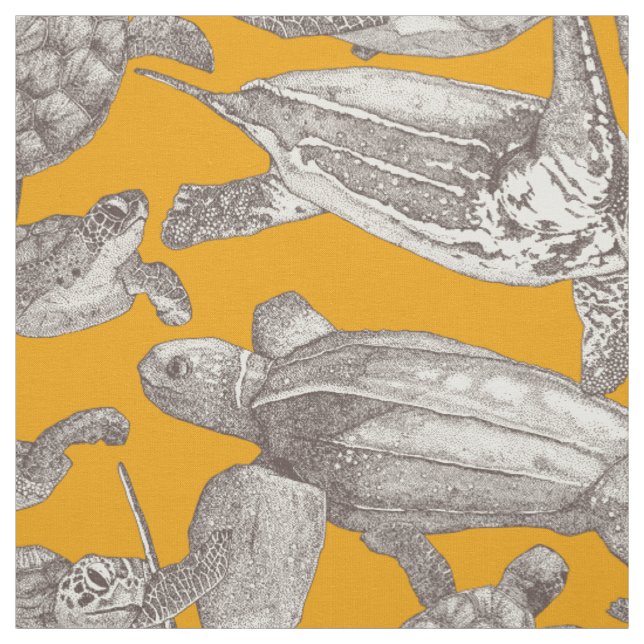 Tela tortugas marinas chocolate martini marigold (Retal)