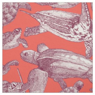 Tela tortugas marinas claret red