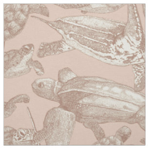Tela tortugas marinas mocha mousse crema tan