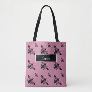 Tela Tote de encargo del bolso de la abeja