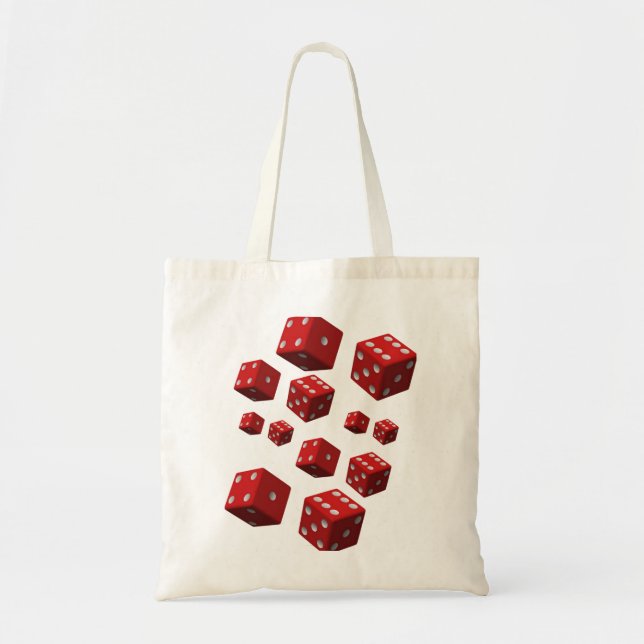 Tela Tote de presupuesto bolso rojo dados blanco (Frente)