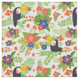 Tela Toucan y flores tropicales