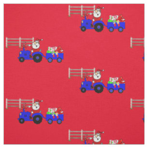 Tela Tractor de granja Santa con remolque de regalo