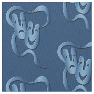 Tela Tragedia de Comedia Azul Pima Cotton