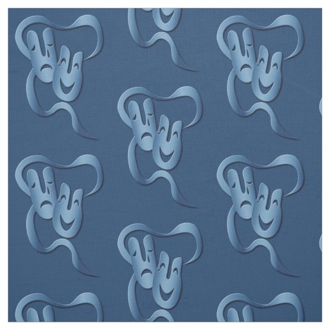 Tela Tragedia de Comedia Azul Pima Cotton (Retal)