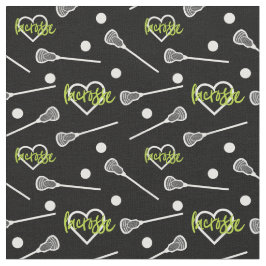 Tela Trama Lime Green Lacrosse Sticks & Hearts