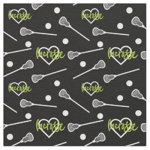 Tela Trama Lime Green Lacrosse Sticks & Hearts